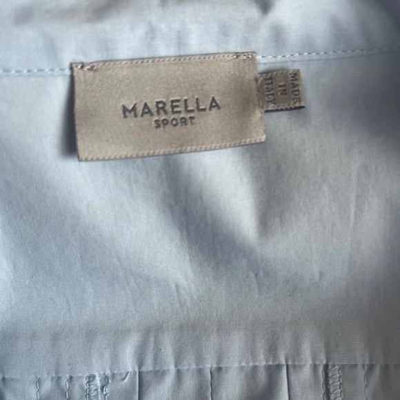 Marella Max Mara Blue Cotton‎ Voluminous A-line Pleated Casual Shirt Dress Mediu - Picture 7 of 8
